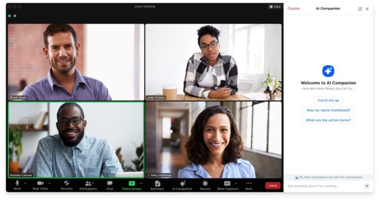 Zoom's AI Companion can summarize meetings for late attendees