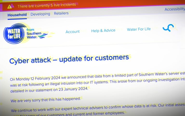UK utility giant Southern Water says hackers stole personal data of hundreds of thousands of customers